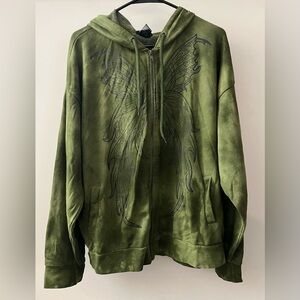 Green Butterfly Print Women's Hoodie